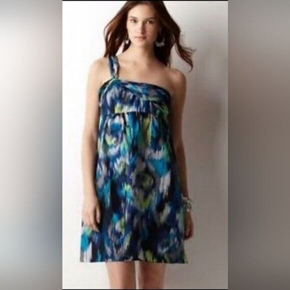Ann Taylor Loft silk blend one shoulder dress - Picture 1 of 8